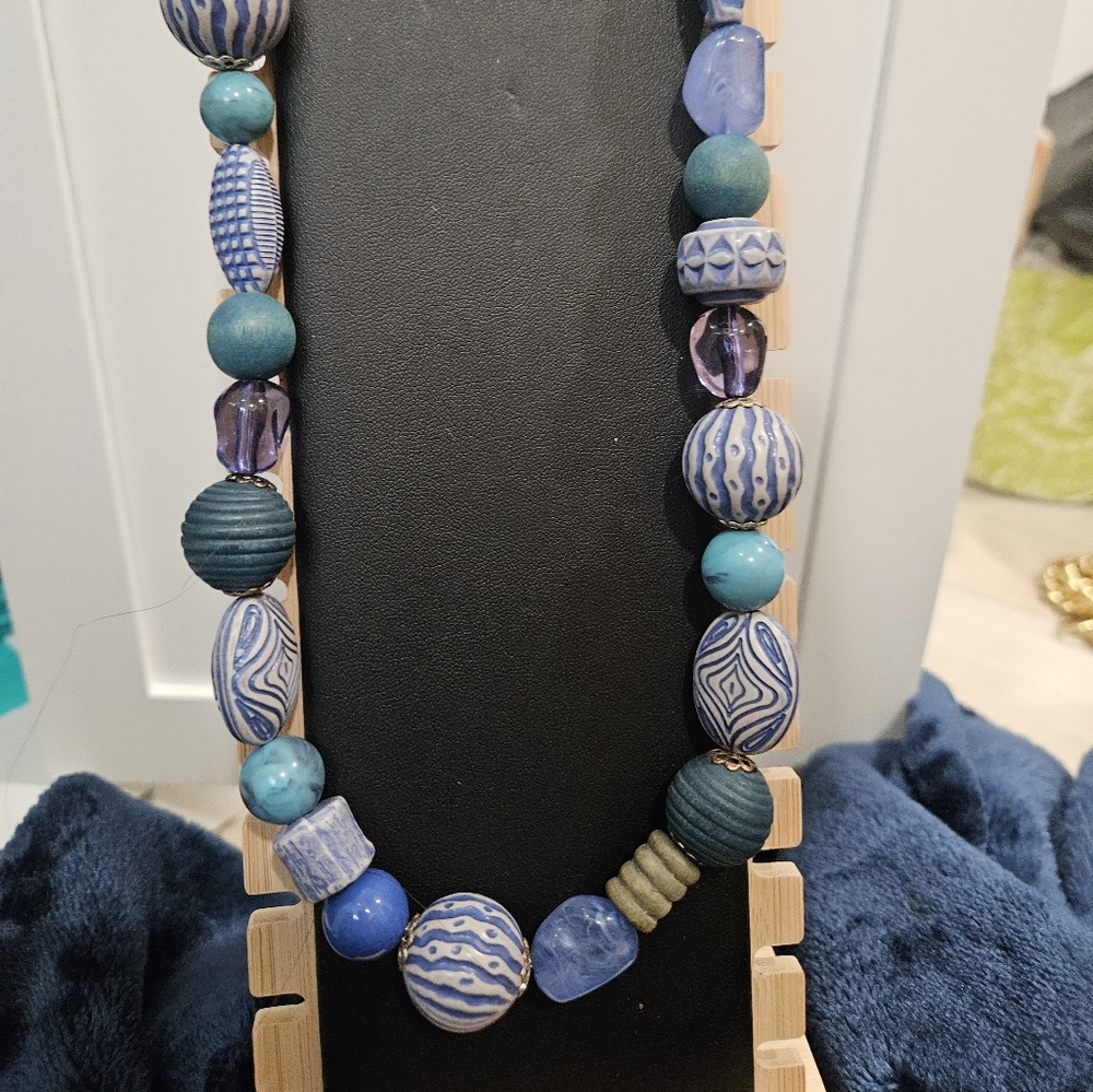 Handcrafted Blue Beaded Necklace